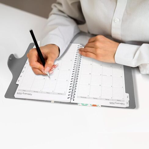 2026 Weekly & Monthly & Daily Planner from Jan 2026 - Dec 2026, Pu Leather Cover Planner, Academic Agenda Planning Organizer with 100GSM Thick Paper, A5 Size, Grey in Saudi Arabia