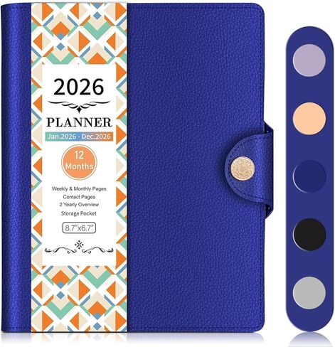 2026 Weekly & Monthly & Daily Planner from Jan 2026 - Dec 2026, Pu Leather Cover Planner, Academic Agenda Planning Organizer with 100GSM Thick Paper, A5 Size, Grey in Saudi Arabia