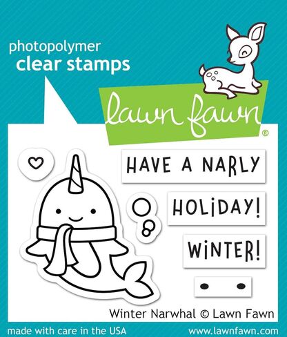 Lawn Fawn Winter Narwhal Clear Stamp Set and Coordinating Die Set, Bundle of 2 Items (LF2038, LF2039) in Saudi Arabia
