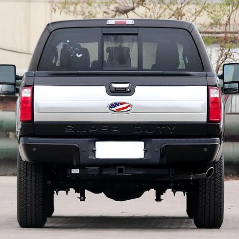 شعار الباب الخلفي للشبكة الأمامية مقاس 9 بوصة متوافق مع الملحقات الخارجية Ford F150، F250، F350، حافة شارة العلم الأمريكي البيضاوية مقاس 9 بوصة × 3.5 بوصة، إكسبلورر، نطاق، ملون، قطعة واحدة in Kuwait