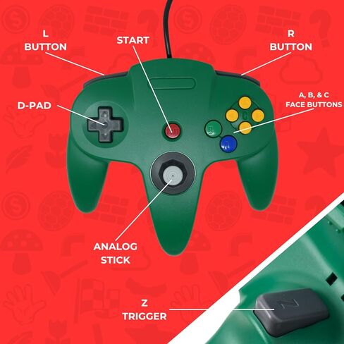 عصا التحكم السلكية Old Skool Classic متوافقة مع نظام ألعاب Nintendo 64 N64 - أزرق in Saudi Arabia