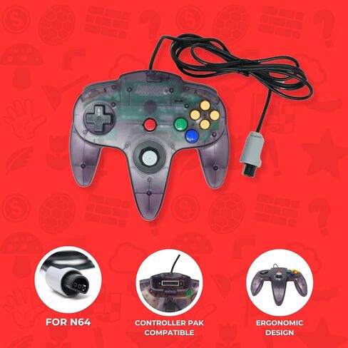 عصا التحكم السلكية Old Skool Classic متوافقة مع نظام ألعاب Nintendo 64 N64 - أزرق in Saudi Arabia
