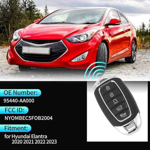 X AUTOHAUX NYOMBEC5FOB2004 434MHz استبدال دخول بدون مفتاح مفتاح ذكي عن بعد فوب لشركة Hyundai Elantra 2020 2021 2022 2023 No.95440-AA000 5 أزرار in Saudi Arabia