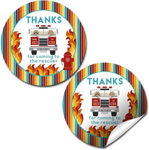 Police Car Birthday Thank You Sticker Labels, 40 2" Party Circle Stickers by AmandaCreation, Great for Party Favors, Envelope Seals & Goodie Bags in Saudi Arabia