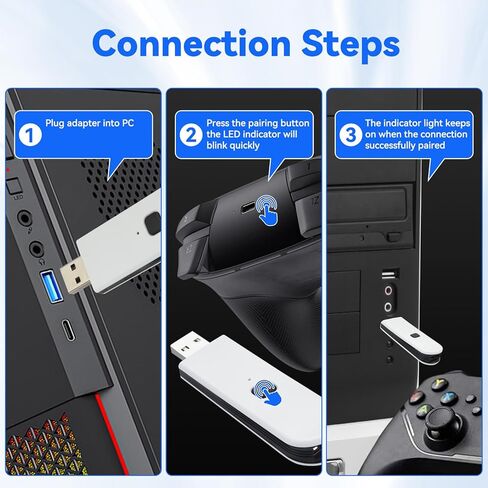 ELUTENG Xbox Adapter for PC Xbox Wireless Adapter Bluetooth 5.0 Xbox Controller Wireless Adapter Dongle Compatible with Xbox One, Xbox One X|S, Elite|Elite Series 2, Xbox Series X|S Controller in Kuwait