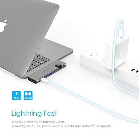 موزع LENTION USB C مع Thunderbolt3 (PD+نقل البيانات+مخرج الفيديو)، 4K HDMI، USB 3.0، محول Gigabit Ethernet Mac متوافق مع MacBook Pro الجديد، Mac Air، المزيد (CS65، رمادي داكن) in Kuwait