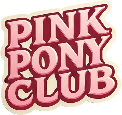 ملصق فينيل Pink Pony Club، تصميم شعار وردي فاقع مكدس من RockPaperStikrz in Saudi Arabia