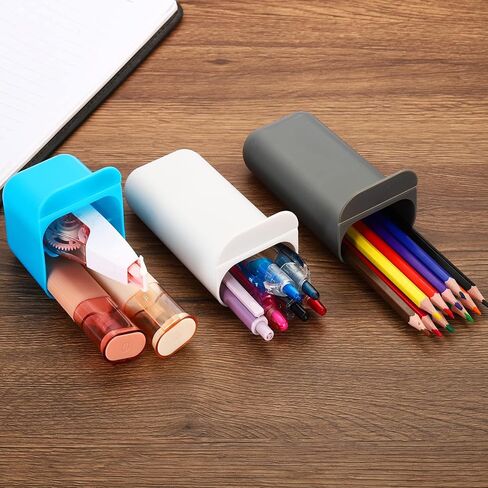 PATIKIL DIY Screen Pen Holder, 2 Pack Creative Pencil Holder Self-Adhesive Pencil Cup Desktop Organizer Container Square for Desk Accessories, Grey in Saudi Arabia