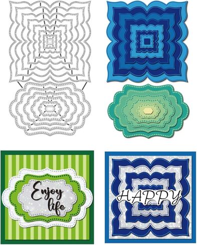 1Pc Retro Shaped Border Cutting Dies, Geometric Theme Carbon Steel Cutting Dies Stencils Scrapbooking Template for DIY Scrapbooking Photo Album Decorative Embossing Paper Card, 173x105x0.8mm in Saudi Arabia