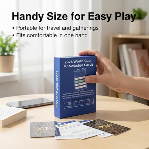 2026 World Cup Soccer Knowledge Trivia Cards Game - 100 Educational Question Cards, 5 Categories, 3 Difficulty Levels, Family and Friend Game Gift for Kids and Adults in Saudi Arabia