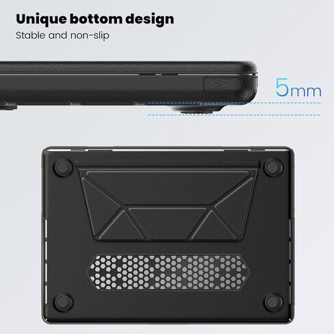 متوافق مع حافظة MacBook Pro 16 بوصة 2024 2023 2022 2021 M4 M3 M2 M1 A3403 A3186 A2991 A2780 A2485 Pro Max Chip Case، غطاء صلب للكمبيوتر المحمول من جلد البولي يوريثان مع غطاء صلب للكمبيوتر الشخصي وحامل (أسود) in Kuwait