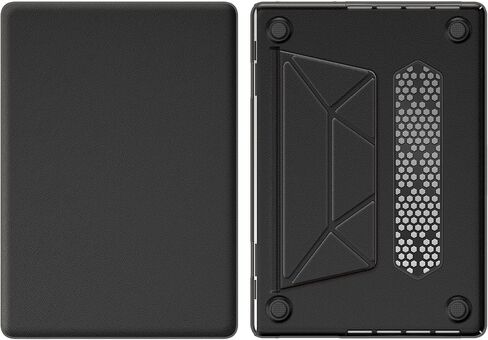 متوافق مع حافظة MacBook Pro 16 بوصة 2024 2023 2022 2021 M4 M3 M2 M1 A3403 A3186 A2991 A2780 A2485 Pro Max Chip Case، غطاء صلب للكمبيوتر المحمول من جلد البولي يوريثان مع غطاء صلب للكمبيوتر الشخصي وحامل (أسود) in Kuwait