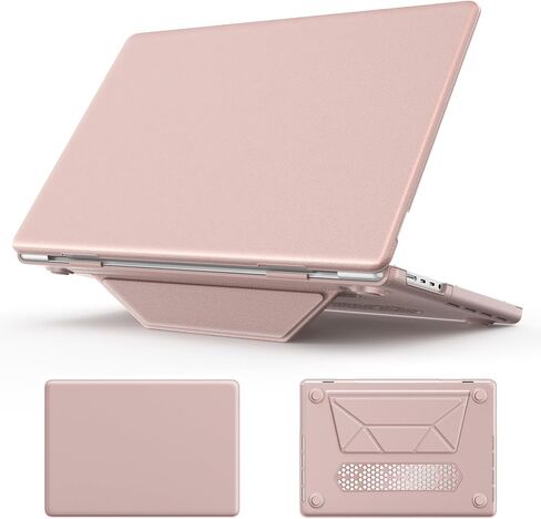 متوافق مع حافظة MacBook Pro 16 بوصة 2024 2023 2022 2021 M4 M3 M2 M1 A3403 A3186 A2991 A2780 A2485 Pro Max Chip Case، غطاء صلب للكمبيوتر المحمول من جلد البولي يوريثان مع غطاء صلب للكمبيوتر الشخصي وحامل (أسود) in Kuwait