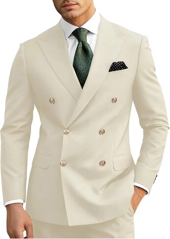 Mens Suits Slim Fit Double Breasted Suits 2 Piece Blazer Pant Wedding Prom Suits in Kuwait