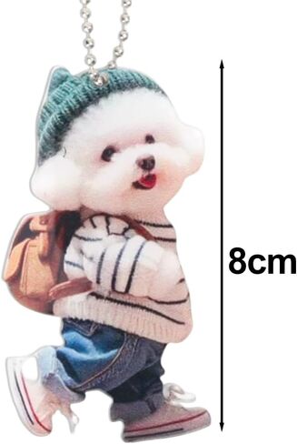 2pcs Keychains Realistic Dog Shaped Car Hanging Decoration Acrylic Christmas Keychain for Auto Rearview Mirror Decor (Style1) in Saudi Arabia