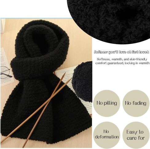 Vibrant Colors Skin Friendly Chenille Yarn - for Making Warm Scarves, Hats and Home Decor Items,Knitting and Crochet,Black in Saudi Arabia