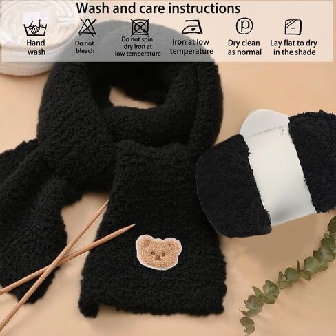 Vibrant Colors Skin Friendly Chenille Yarn - for Making Warm Scarves, Hats and Home Decor Items,Knitting and Crochet,Black in Saudi Arabia
