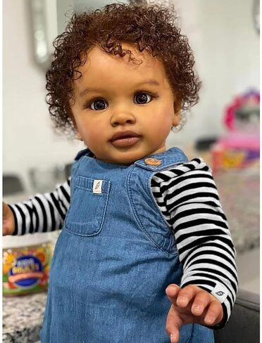 Zero Pam Biracial Reborn Baby Dolls Boy, 26 Inch Large Size Biracial Boy Realistic Baby Doll, African American Reborn Dolls with Rooted Hair, Posable Real Life American Babys Doll for Boys Girls in Saudi Arabia