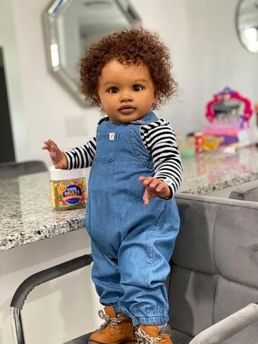 Zero Pam Biracial Reborn Baby Dolls Boy, 26 Inch Large Size Biracial Boy Realistic Baby Doll, African American Reborn Dolls with Rooted Hair, Posable Real Life American Babys Doll for Boys Girls in Saudi Arabia