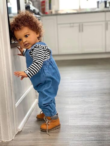 Zero Pam Biracial Reborn Baby Dolls Boy, 26 Inch Large Size Biracial Boy Realistic Baby Doll, African American Reborn Dolls with Rooted Hair, Posable Real Life American Babys Doll for Boys Girls in Saudi Arabia