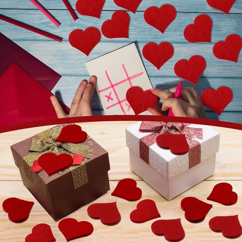 Smoothnovelty 200 Pcs Valentine Felt Hearts, 2 Inch Mix Color Stiff Felt Hearts Mini Heart Laser Cutout Puffy Heart Shape Die Cuts for Valentine's Day Embellishments DIY Crafts Scrapbooking Decoration in Kuwait