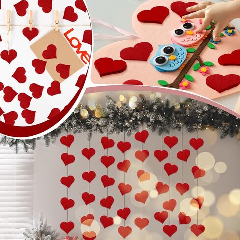 Smoothnovelty 200 Pcs Valentine Felt Hearts, 2 Inch Mix Color Stiff Felt Hearts Mini Heart Laser Cutout Puffy Heart Shape Die Cuts for Valentine's Day Embellishments DIY Crafts Scrapbooking Decoration in Kuwait