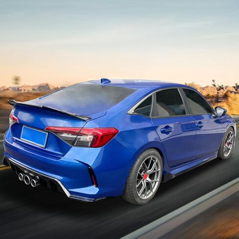 IKON MOTORSPORTS، مجموعة غطاء المصد الخلفي + العادم المتوافق مع موديلات 2022-2026 Honda Civic LX/Sport، تحويل المصد الخلفي من النوع R + الناشر + فتحات جانبية وعاكسات + العادم in Saudi Arabia