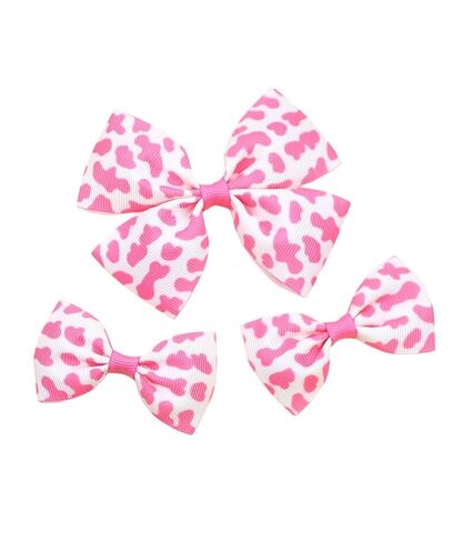 Cow Stria Bow Hair Clips Pink Moo Cow Bows Hair Pin Cow Print Hair Clips Cowgirl Princess Bow BBG99 (H0-Hoop Set) in Saudi Arabia