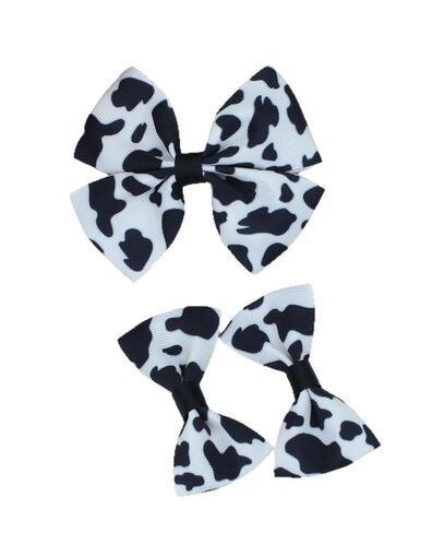 Cow Stria Bow Hair Clips Pink Moo Cow Bows Hair Pin Cow Print Hair Clips Cowgirl Princess Bow BBG99 (H0-Hoop Set) in Kuwait