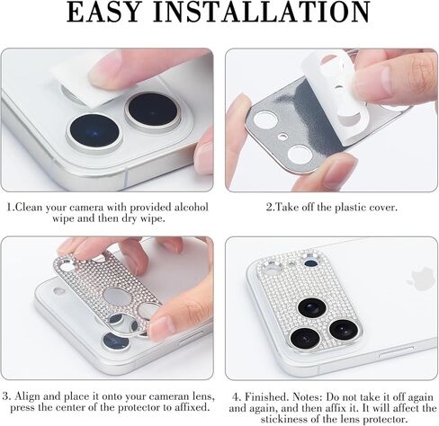 [عبوة من قطعتين] غطاء حماية لعدسة الكاميرا من Omio مصمم لهاتف iPhone 16 Pro Max Bling للنساء والفتيات غطاء عدسة ماسية ثلاثية الأبعاد لامع وكريستال معدني لامع لهاتف iPhone 16 Pro تيتانيوم أبيض in Saudi Arabia