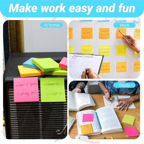 Sticky Notes 3x3, 8 Color Sticky Notes, Post Its, Removable Self-Stick Notes for Office, School, Home, Notebook, Send Goods from Local Warehouse, 100 Pads/Pack (1) in Saudi Arabia