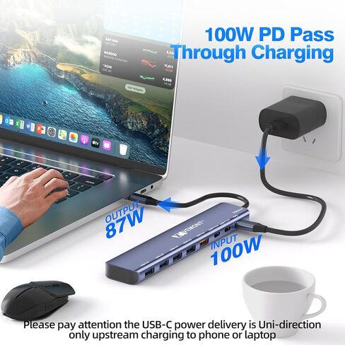 موزع USB C، موزع USB C VEMONT بسرعة 10 جيجابت في الثانية لأجهزة الكمبيوتر المحمول مع 4 منافذ بيانات USB-C ومنفذ شحن PD بقوة 100 وات، محور USB 3.2 Gen 2 لأجهزة MacBook Pro/Air 2022/2021 وiPhone 15 وiPad Pro وXPS وSurface Pro و أكثر in Saudi Arabia