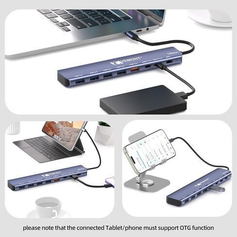 موزع USB C، موزع USB C VEMONT بسرعة 10 جيجابت في الثانية لأجهزة الكمبيوتر المحمول مع 4 منافذ بيانات USB-C ومنفذ شحن PD بقوة 100 وات، محور USB 3.2 Gen 2 لأجهزة MacBook Pro/Air 2022/2021 وiPhone 15 وiPad Pro وXPS وSurface Pro و أكثر in Saudi Arabia