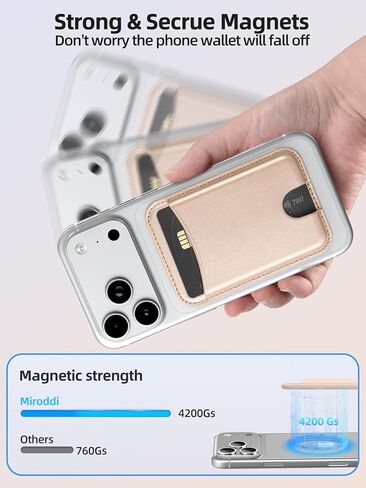 Miroddi for Magsafe Wallet Phone Magnetic Wallet Fit 4 Cards Holder for iPhone 16 15 14 13 12 Series Leather Magnet Wallet 3 Cash Holder Ultra-Thin Magnetic Wallet RFID, Carbon Fiber Black in Kuwait