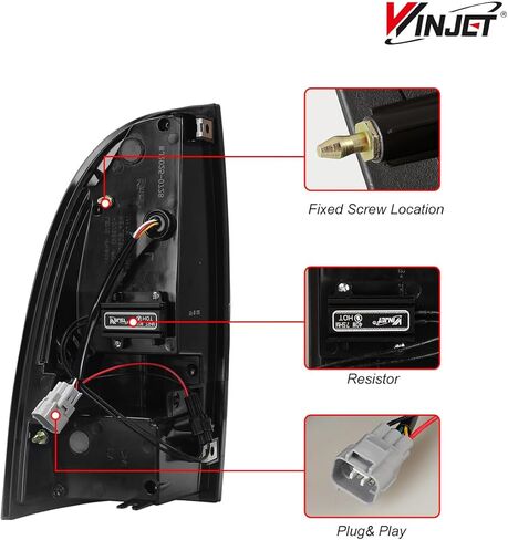مصباح خلفي LED Winjet مناسب لسيارة Toyota Tacoma 2005-2015، مجموعة الضوء الخلفي مع إشارة الانعطاف المتسلسلة الصفراء/الجري/الفرامل/الضوء العكسي (أسود/مدخن) in Saudi Arabia