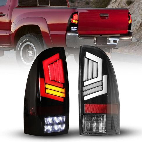 مصباح خلفي LED Winjet مناسب لسيارة Toyota Tacoma 2005-2015، مجموعة الضوء الخلفي مع إشارة الانعطاف المتسلسلة الصفراء/الجري/الفرامل/الضوء العكسي (أسود/مدخن) in Saudi Arabia