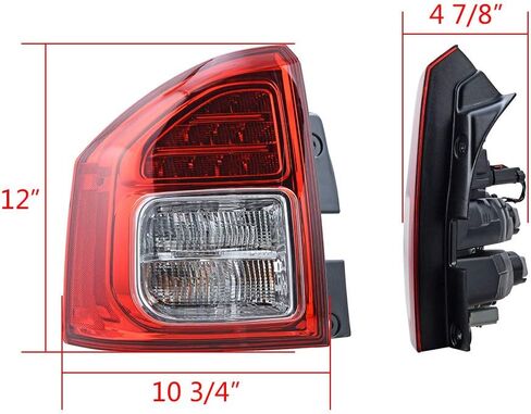 متوافق مع 2011 2012 2013 2014 Jeep Compass الجانب الأيسر للسائق عدسات شفافة وحمراء مع ضوء خلفي لمبة in Saudi Arabia