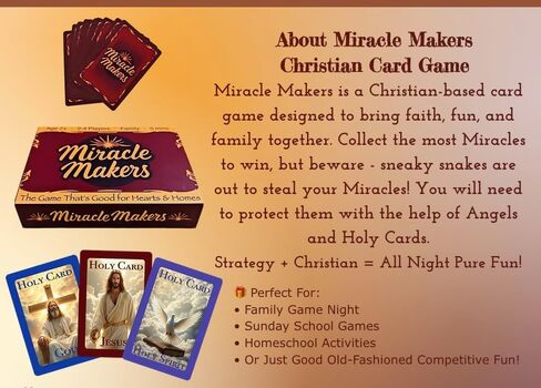 Miracle Makers Card Game | Christian-Themed, No Biblical Knowledge Required | Non-Denominational Fun | Ages 7+, 2–4 Players | Faith-based Gift | Great for Homeschool, Sunday School & Family Game Night in Saudi Arabia