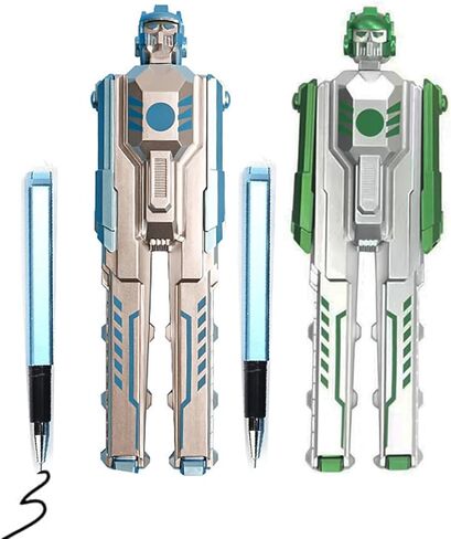 2-Pack Transformable Robot Pens,Foldable Action Figure Design with Black Ink, Creative Pen for Students, Cool Writing Supplies & Collectible Novelty Gift(Random Colors) in Kuwait