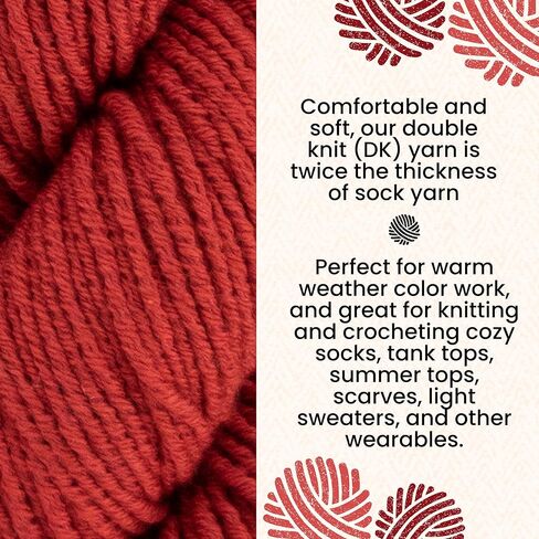 HiKoo CoBaSi DK Sock Yarn, Cotton, Bamboo, Silk and Nylon Blend for Knitting, Crocheting, and Crafts, 50 Gram Hank, 140 Yards, (#047 - Really Red) in Saudi Arabia