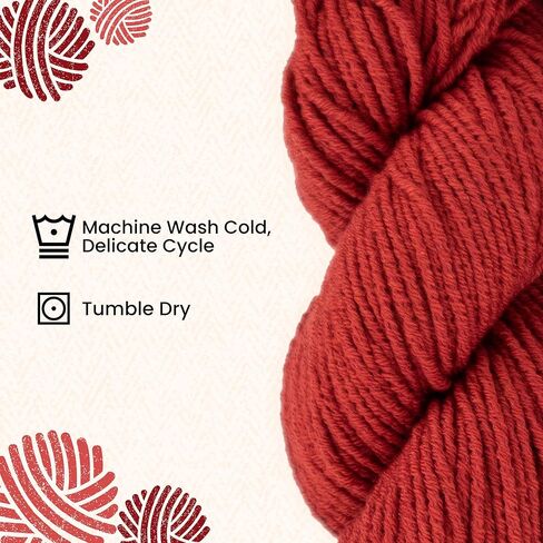 HiKoo CoBaSi DK Sock Yarn, Cotton, Bamboo, Silk and Nylon Blend for Knitting, Crocheting, and Crafts, 50 Gram Hank, 140 Yards, (#047 - Really Red) in Saudi Arabia