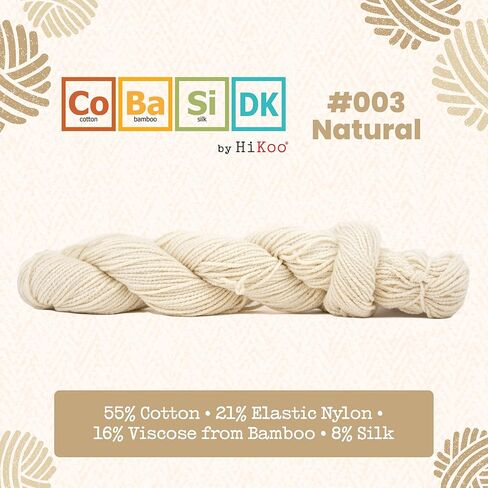 HiKoo CoBaSi DK Sock Yarn, Cotton, Bamboo, Silk and Nylon Blend for Knitting, Crocheting, and Crafts, 50 Gram Hank, 140 Yards, (#047 - Really Red) in Saudi Arabia