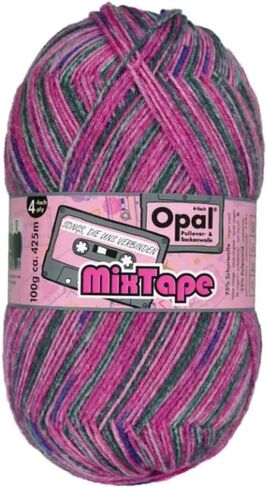 خيوط جورب ملونة مكونة من 4 طبقات من Mixtape 100 جرام - مزيج من الصوف بوزن الإصبع ذاتية التخطيط مستوحى من الموسيقى - غزل قابل للغسل في الغسالة لحياكة الجوارب والقبعات والأوشحة - صنع في ألمانيا (11496) in Kuwait