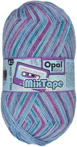 خيوط جورب ملونة مكونة من 4 طبقات من Mixtape 100 جرام - مزيج من الصوف بوزن الإصبع ذاتية التخطيط مستوحى من الموسيقى - غزل قابل للغسل في الغسالة لحياكة الجوارب والقبعات والأوشحة - صنع في ألمانيا (11496) in Kuwait