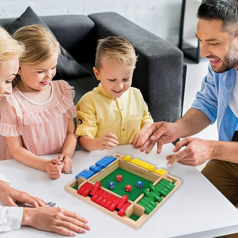 Shut The Box Game 4 Player Classics Dice Game Family Wooden Board Games Table Math Entertainment 8 Dices for Classroom,Home,Party or Pub in Saudi Arabia