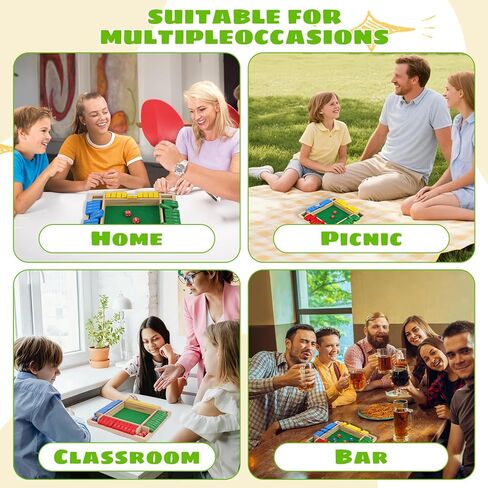 Shut The Box Game 4 Player Classics Dice Game Family Wooden Board Games Table Math Entertainment 8 Dices for Classroom,Home,Party or Pub in Saudi Arabia