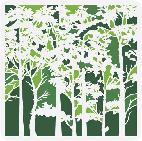 FINGERINSPIRE Tree Canopy Painting Stencil 11.8x11.8 Inch, Reusable Forest Pattern Template - Large Square PET Plastic Stencil for Wall Art, Wood Signs, Nature-Themed Home Decor DIY Projects in Saudi Arabia