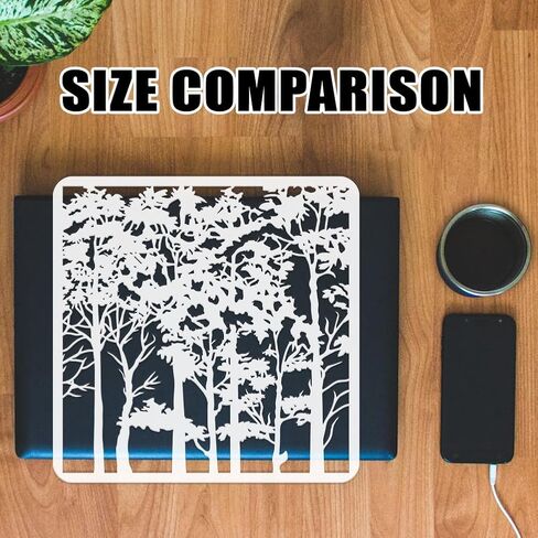 FINGERINSPIRE Tree Canopy Painting Stencil 11.8x11.8 Inch, Reusable Forest Pattern Template - Large Square PET Plastic Stencil for Wall Art, Wood Signs, Nature-Themed Home Decor DIY Projects in Saudi Arabia