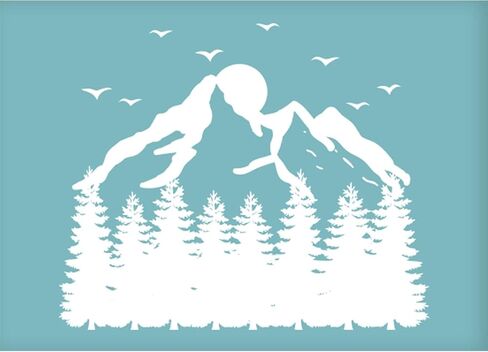 Mountain Pattern Silk Screen Printing Stencil 19.5x14cm Sky Blue Clay Stencil Self-Adhesive Mesh Transfer Stencil for Jewelry Making Painting on Wood DIY Decoration T-Shirt Fabric in Saudi Arabia