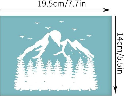 Mountain Pattern Silk Screen Printing Stencil 19.5x14cm Sky Blue Clay Stencil Self-Adhesive Mesh Transfer Stencil for Jewelry Making Painting on Wood DIY Decoration T-Shirt Fabric in Saudi Arabia
